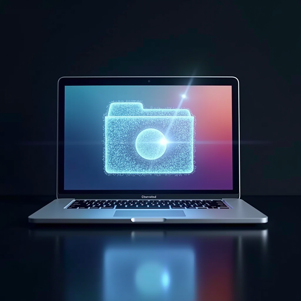 Mac system showing cache files being cleaned with visual representation of temporary files, browser data, and system caches being removed safely